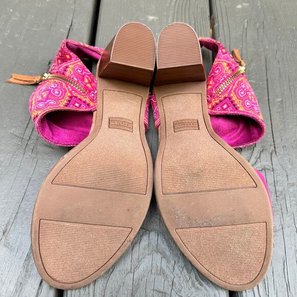 Toms Sandals Womens Majorca Pink Zip Up Cutouts Open Toe Block Heel Dress Sz 7.5 - Picture 7 of 9